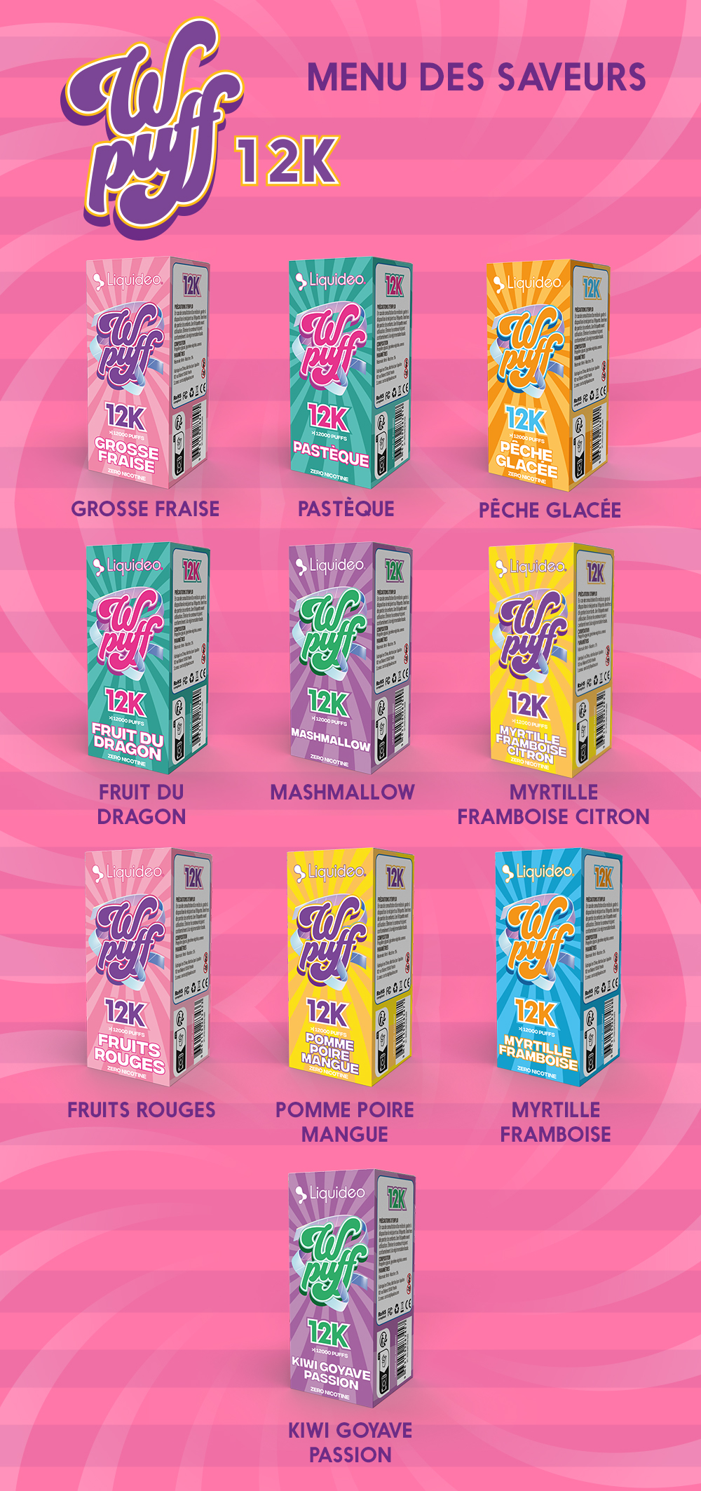 Cartouche 12K WPuff 0% Liquideo