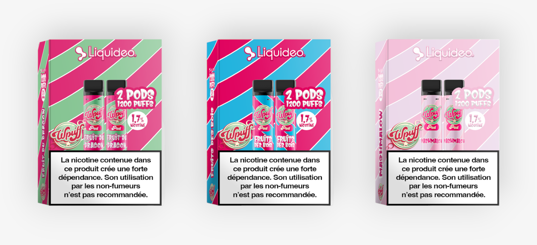 2 cartouches Wpuff 2ml 1.7% Liquideo