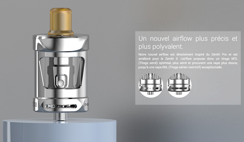 L'airflow est réglable pour une vape MTL ou RDL