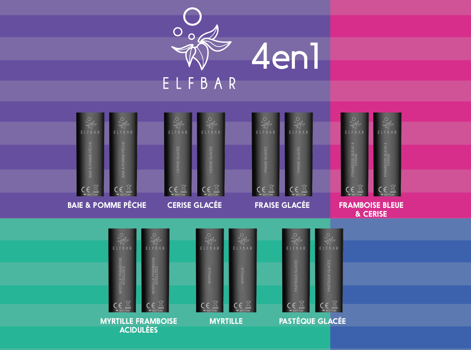 Cartouches Elfbar 4en1 2ml 20mg